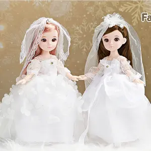 فستان الزفاف الجميل للفتيات لعبة كرتون دمية بلاستيكية صغيرة اللعب بيت إكسسوار الجنية هدية مثالية