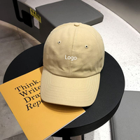 Topi Baseball 6 Panel Model Dad Hat Profil Rendah Tanpa Struktur, Bahan Katun Polos, Pinggiran Melengkung, Custom OEM