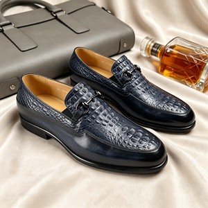 Mocassins pour hommes en cuir gaufré façon croco, style business décontracté, chaussures habillées en cuir formelles, pointures européennes : <span class=keywords><strong>39</strong></span> à 46 - Product Image 1