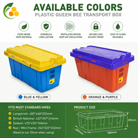 Boîte de transfert de reine des abeilles en plastique durable, cage de transport portable pour reine des abeilles, fournitures d'élevage apicole