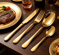 Ensemble de couverts en acier inoxydable plaqué or 24 pièces avec support, design moderne écologique et réutilisable pour les cadeaux de mariage