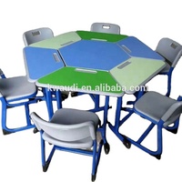 Lot de combinaisons de tables circulaires et de chaises, table hexagonale pour salle d'école, salle de réunion