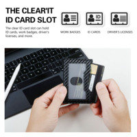 Portefeuille de cartes de crédit RFID pour hommes avec fenêtres d'identification porte-cartes multifonctionnel en fibre de carbone et en aluminium