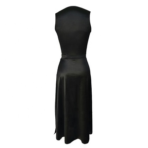 Abito da ballo midi Baili BC032010 in raso senza maniche con scollo a cappuccio, gonna svasata a <span class=keywords><strong>vita</strong></span> <span class=keywords><strong>alta</strong></span> con spacco, <span class=keywords><strong>costume</strong></span> da balletto da donna - Product Image 2