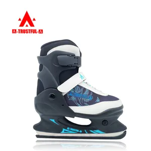 卸売調節可能なオールインワンプラスチック靴ボディステンレス鋼アイスホッケースケート子供用初心者アイススケート
