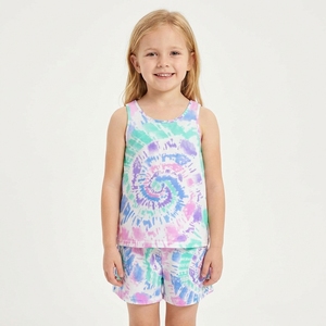 Girls Bows Pattern Summer Breathable Soft Plus Size Short Sleeve Polyester Spandex Vest Pajamas <strong>Set</strong> Size 6-18 - Product Image 2
