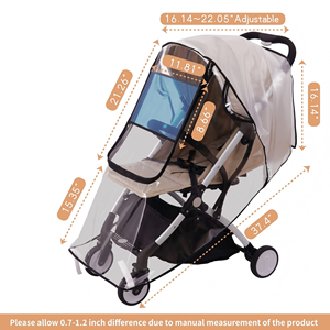Children's Buggy Weather Shield Non-Toxic Transparent Pushchair Rain <b>Cover</b> for Buggies and Pushchairs with Large <b>Window</b> - Product Image 2