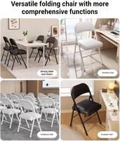 Chaise d'entraînement pliable en acier avec revêtement en poudre et rembourrage en PU, idéale pour le bureau, l'école, les conférences et les événements