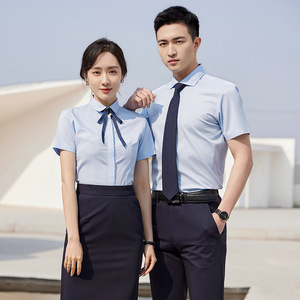 Men's And Women's Professional Formal Shirts Solid Color Cotton Workwear For Office Uniforms 62% Cotton Short Sleeve - Product Image 2