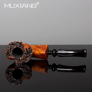 Muxiang Wooden Tobacco Pipe Bent Type Light Glossy Finish For Men Smoking - Product Image 2