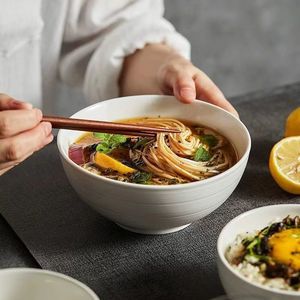 Bol à nouilles de style chinois haut de gamme anti-brûlure Gold Line, en céramique épaissie pour usage domestique, idéal pour les fêtes, vaisselle de table de grande valeur - Product Image 2