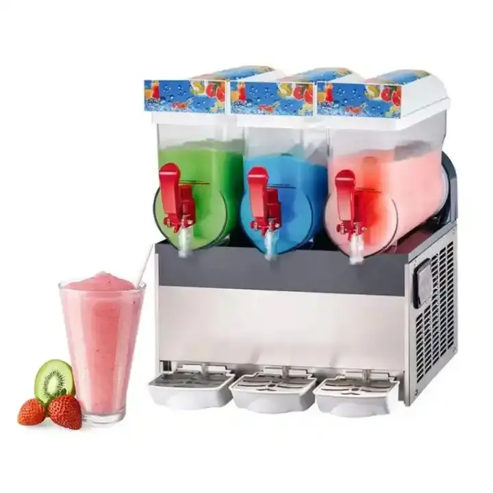 CE büyük kapasiteli 15L x3 Granita suyu slush buz dondurulmuş içecek makinesi