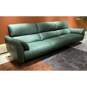 Luxury European Style Living Room Genuine Leather Corner Sofa Reclinable Electric Recliner Sofa Set