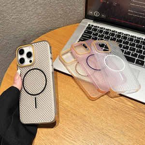 Nieuwe honingraat warmteafvoer telefoonhoesje mesh ademend circulaire magnetische ring telefoonhoesje voor iPhone 14/15/16 Pro/Pro Max - Product Image 1