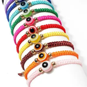 Resin Beads Customized Mal de Ojo Bracelets Evil Eyes Bracelets Pack Handmade String 8MM Evil Eye For Women Girls Boys