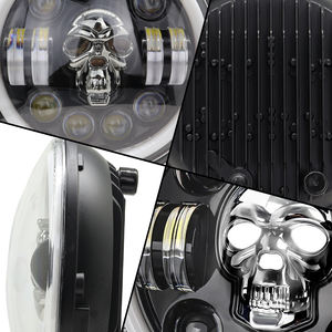 Phare LED Crâne 7 Pouces avec Anneau Halo Blanc/Jaune 75W 7500lm 6000K H4 pour Voitures Universelles et Wrangler - Product Image 6