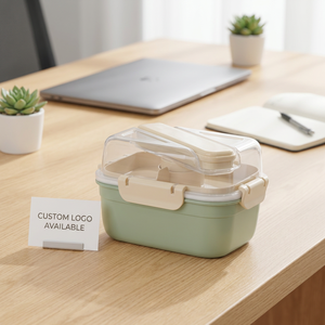 Boîte à salade multi-usages de haute qualité sans BPA, grande capacité, portable, réutilisable, rectangulaire, 1400 ml, micro-ondable, 1 compartiment, en plastique - Product Image 2