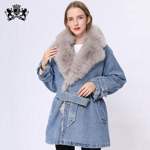 Cappotto di jeans di jeans con collo di pelliccia di volpe di design caldo per le donne invernali - Product Image 2