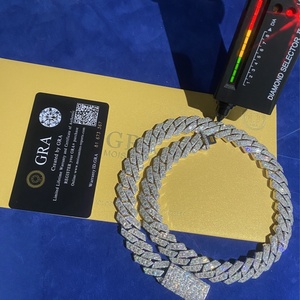 Dây chuyền Cuban Link bạc 925 đính đá Moissanite VVS kiểu Hip Hop Iced Out, bán chạy, vượt qua bài kiểm tra kim cương - Product Image 1