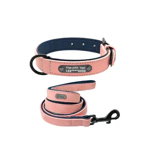 <span class=keywords><strong>Collar</strong></span> y correa ajustable de cuero transpirable con logotipo personalizado, venta al por mayor - Product Image 1