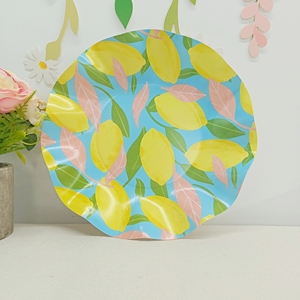 ชุดอุปกรณ์จัดงานวันเกิดเด็ก DAMAI สีเหลืองลายเลมอน จานผลไม้ ชุดภาชนะใช้แล้วทิ้ง จานกระดาษลายเลมอน แก้ว กระดาษเช็ดปาก - Product Image 4