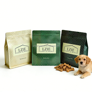Sac d'emballage personnalisé avec logo imprimé en aluminium et plastique pour aliments pour chiens et chats, fond plat, sachet refermable pour friandises pour animaux de compagnie, vente en gros, échantillon - Product Image 1