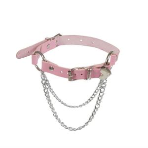 Love Heart Adjustable Leather Choker Punk PU Necklace Choker Soft Collar <b>Chain</b> for Women Girls Gothic Spiked Choker Necklace - Product Image 2