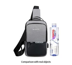 Nouvelle mode 2022, sac <span class=keywords><strong>de</strong></span> poitrine à bandoulière pour homme et garçon, personnalisé, simple, mobile, imperméable, en polyester, pliable, avec port USB - Product Image 4