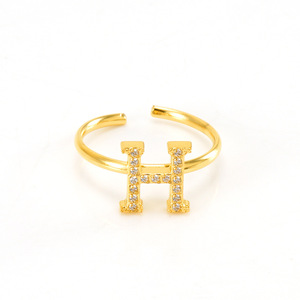 ZOGXIN Letter Ring A-Z English Alphabet Micro Pave Diamond Adjustable Unisex Fashion Jewelry Gift - Product Image 5