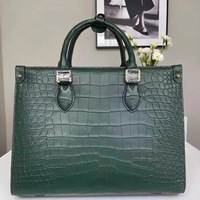 Sac fourre-tout de bureau grande capacité en cuir de crocodile véritable pour femme, personnalisable avec étiquette privée, toutes saisons