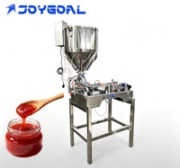 Machine de remplissage semi-automatique à piston avec trémie de chauffage et de mélange pour confiture de fruits, sauces épaisses et pâtes visqueuses