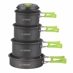 STARCAMP <span class=keywords><strong>Set</strong></span> di Pentole Portatili in Alluminio Anodizzato per <span class=keywords><strong>4</strong></span> Persone, Kit da Campeggio con Padelle per Escursioni e Viaggi, Compatibile con Fornelli a Gas - Product Image 1