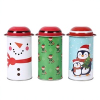 Boîte de rangement en métal ronde pour Noël, conteneur en métal, emballage cadeau Père Noël pingouin pour chocolat, chewing-gum, bonbons, biscuits, gâteaux