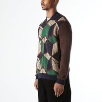 OEM ODM Custom Design Logo Muster Polo Neck Sweater für Männer Letter Jacquard Zip Up Sweater