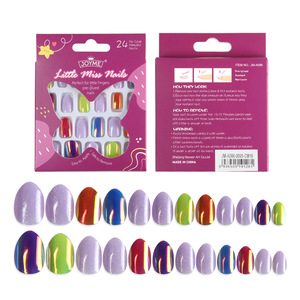 Nouvel Arrivage Faux Ongles Autocollants pour Enfants, Forme Amande Pointue, 24 Pièces, Kit de Manucure Fini - Product Image 3