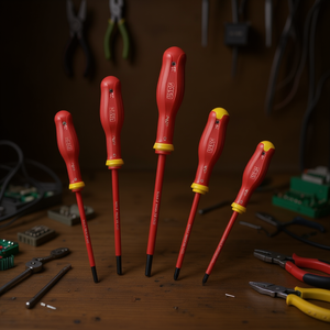 Screwdriver Set 5 Piece Red Insulated Handle With Yellow <b>Ring</b> For Electrical Repair And General Use - Product Image 3