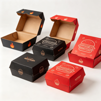 Boîte à hamburger en carton blanc biodégradable en vrac, impression personnalisée du logo, boîte à emporter pour la restauration rapide jetable