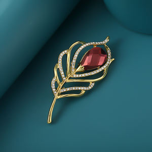 패션 식물 잎 브로치 크리스탈 금속 합금 보석 골드 도금 액세서리 도매 할인 - Product Image 3