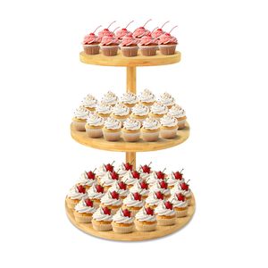 3 Tier <span class=keywords><strong>cupcake</strong></span> đứng, gỗ <span class=keywords><strong>cupcake</strong></span> tháp đứng 50 cupcakes, lớn vòng xoay tầng Khay cookie món tráng miệng hiển thị - Product Image 1