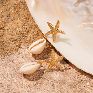 Orecchini a forma di stella marina stile oceano all'ingrosso orecchini a conchiglia elegante unici per le donne - Product Image 4
