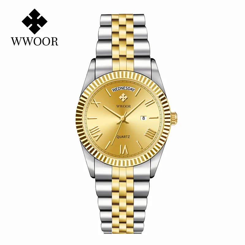 New Arrival WWOOR 8886 Business Wristwatch Mens Sport Waterproof Calendar Stainless Steel Strap Watches Custom Logo Quartz Watch