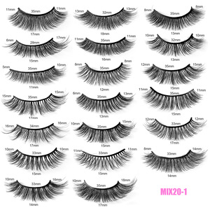 Meilleures ventes : Pack mixte de 20 paires de cils synthétiques 3D longs et noirs, faits à la main, en fibres naturelles et cheveux synthétiques - Product Image 6