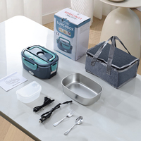 1,5L Edelstahl Tragbare Elektrische Lunchbox 220V/24V/12V USB Auto Haushalt Büro Speisenwärmer EU/UK-Stecker CE-Zertifiziert