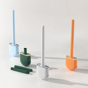 Brosse de toilette Sanga écologique en plastique noir, nouveau design plat et flexible pour le nettoyage de la salle de bain, style manuel avec fixation murale - Product Image 2