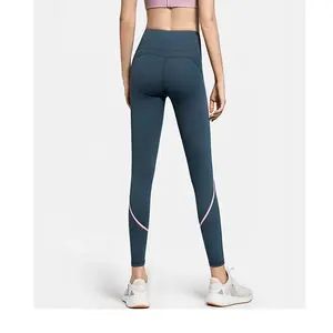2021 kontrast renk şeftali kalça Yoga pantolon Fitness Yoga giyim pantolon spor yüksek bel spor Yoga pantolon tayt