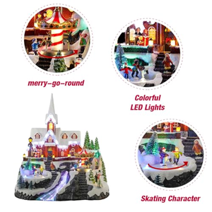 Wholesale Musical LED Light up Animated with Turning Skaters <b>Christmas</b> Village Houses for <b>Christmas</b> Decor and Gift - Product Image 5