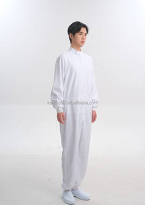 Très respirant antistatique blanc 100% Polyester combinaison de travail uniforme de protection pour l'industrie alimentaire hygiène vêtements de travail - Product Image 4