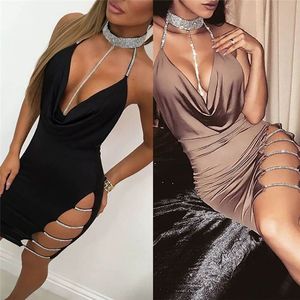 Robes sexy pour femmes, dos nu, fente latérale, style tendance - Product Image 3