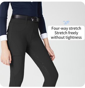 Pantaloni da <span class=keywords><strong>Equitazione</strong></span> Professionali per <span class=keywords><strong>Bambini</strong></span> con Grip in Silicone, Jodhpurs Aderenti con Tasche - Product Image 4
