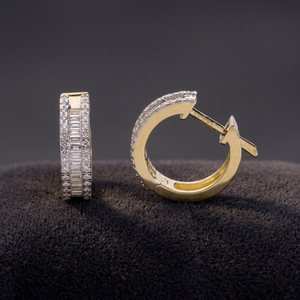 Pendientes de Aro de Oro de 14K Brillantes de Doble Cara para Mujer, con Diamantes Redondos Naturales, Regalo de Lujo para Bodas y Aniversarios - Product Image 3